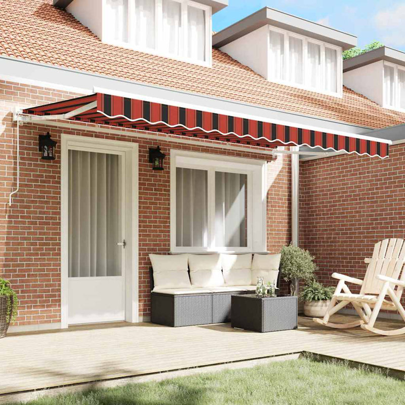 Retractable Awning, Red/Black/White, 350 cm W x 200 cm D