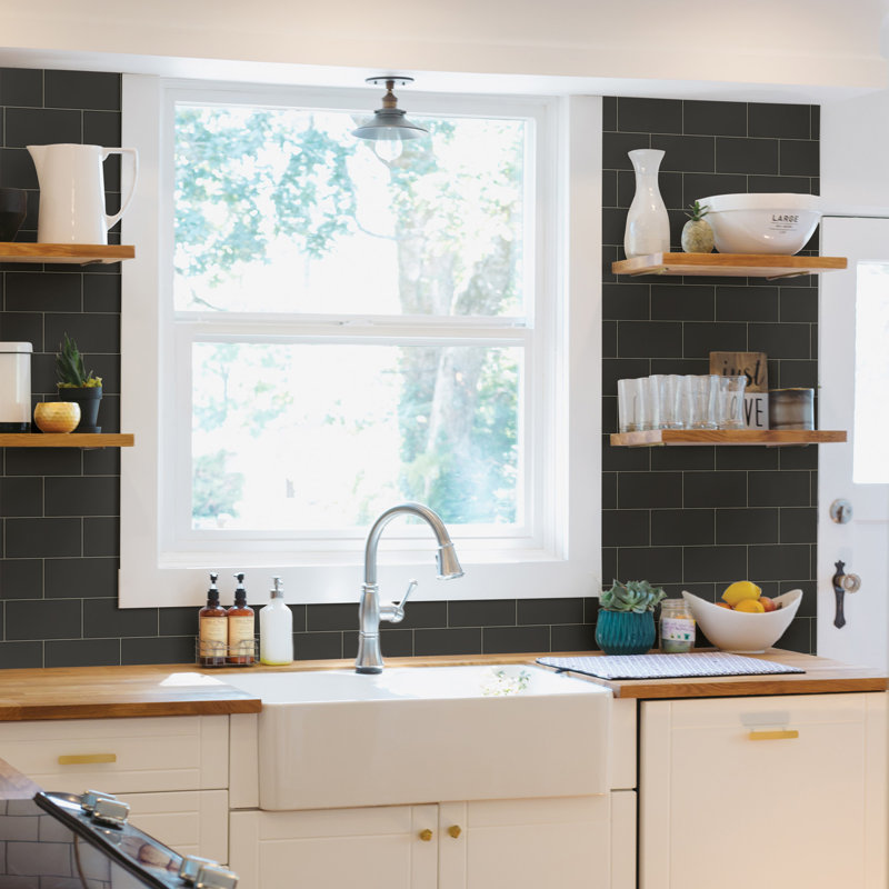 Rouleau de papier peint L 33 pi x l 20,5 po Freedom Subway Tile, Noir