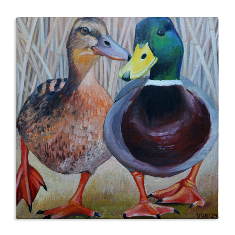 Canard colvert et canards bruns, conception de Violeta Vollmer, H 36 po x l 36 po
