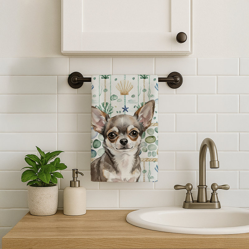 Chihuahua Coastal Sea Glass Kitchen Towel, Chihuahua