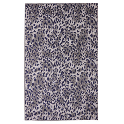 Tapis bleu / gris à imprimé animal