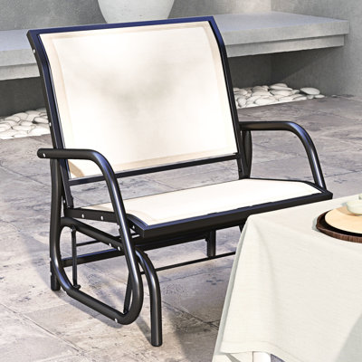 Fauteuil coulissant de jardin blanc crème avec structure en métal robuste et rembourrage en filet respirant pour la piscine, la cour, le balcon