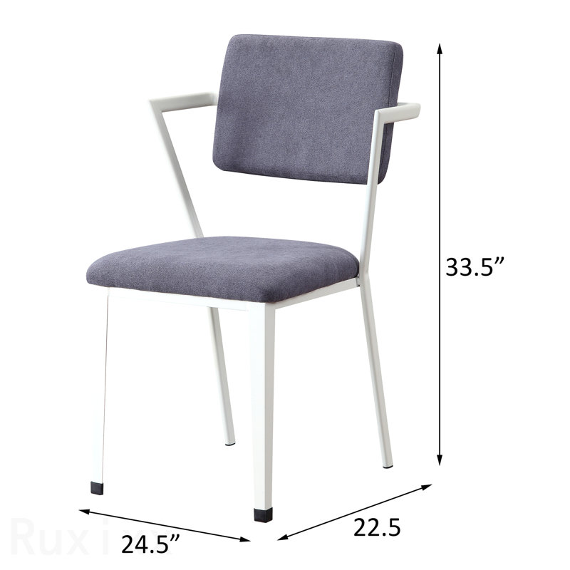 Gray & White Open Back Upholstered Office Chair, White