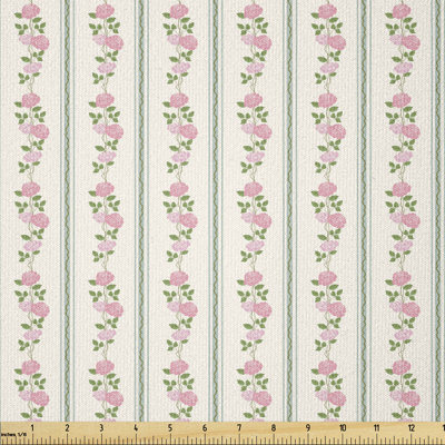 Craigjames Flower Roses Buds with Borders Leaves Multi-Purpose Fabric