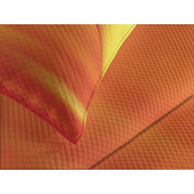 Queen White and Orange Polyester Bedspread Set