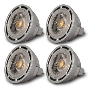Ampoule Sunlight2® MR16 12V AC 7W, d'intensité faible à chaude, 3000K à 1800K, angle de faisceau de 36 °, finition argentée (Ensemble de 4)