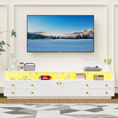 TV Stand For Tvs Up To 75", TV Stand With LED Lights And Storage For Living Room