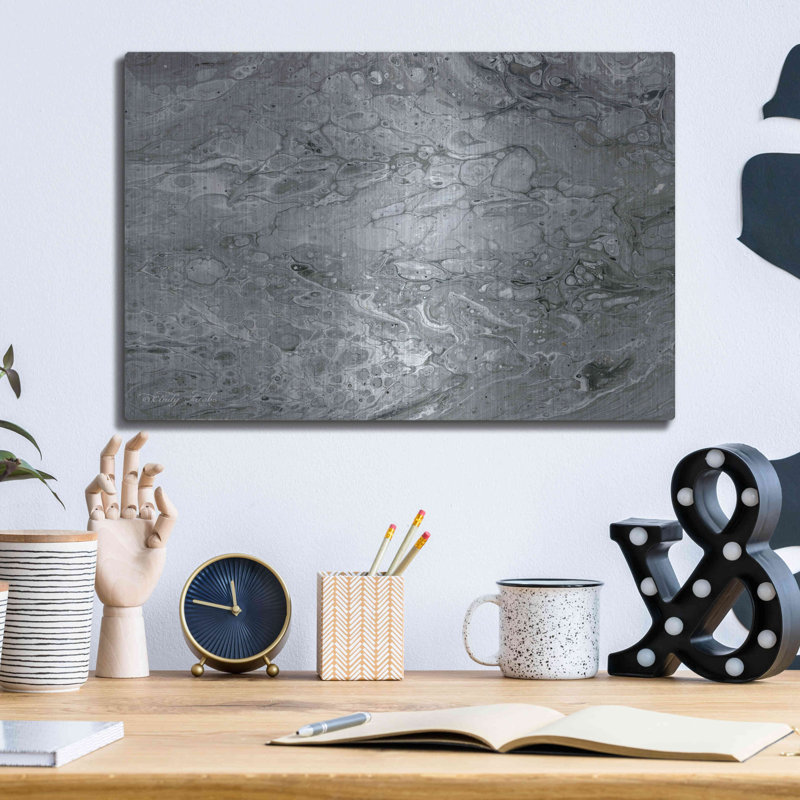 Red Barrel Studio® «Abstract in Grey II» par Cindy Jacobs, art mural en métal, H 12 po x l 16 po