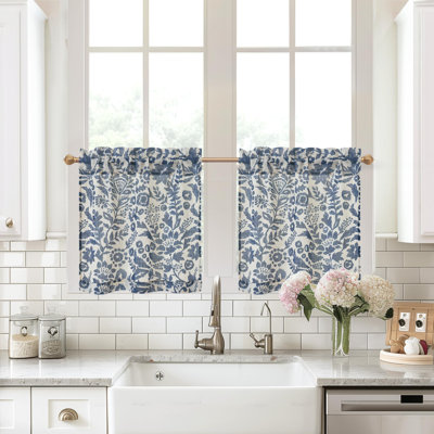 Rideau de cuisine à motif floral en lin à rayures fines pour la salle de bain Julia Farmhouse