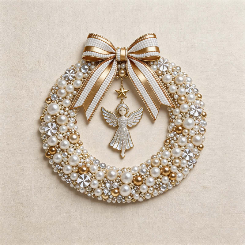 Ensemble de fabrication de couronnes de Noël en perles 2D à faire soi-même, Beige