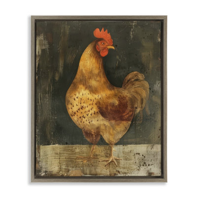  Art mural sur toile, "Poulet sur fond rustique" par LSR Design Studio