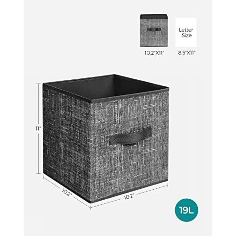 Storage Cubes, 11-Inch Non-Woven Fabric Bins With Double Handles, Set Of 6, Closet Organizers For Shelves, Foldable, For Clothes, Classic Black