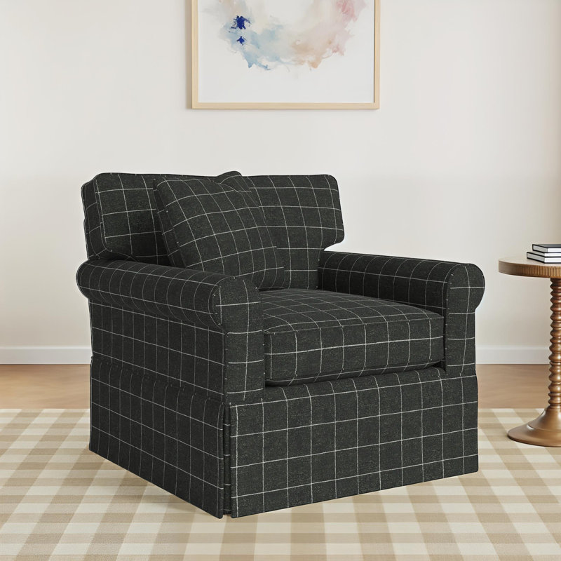 Reta Upholstered Armchair, Savane 45 Charcoal Plaid