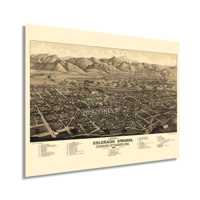 1882 Colorado Springs Colorado Map On Paper Print