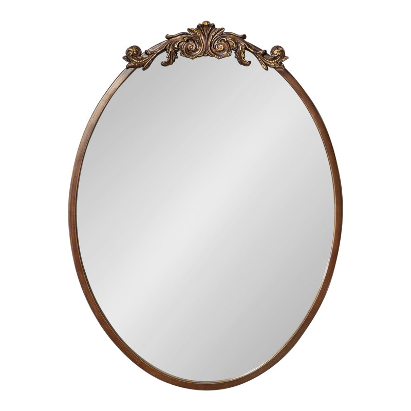 Damiere Metal Oval Mirror, Bronze
