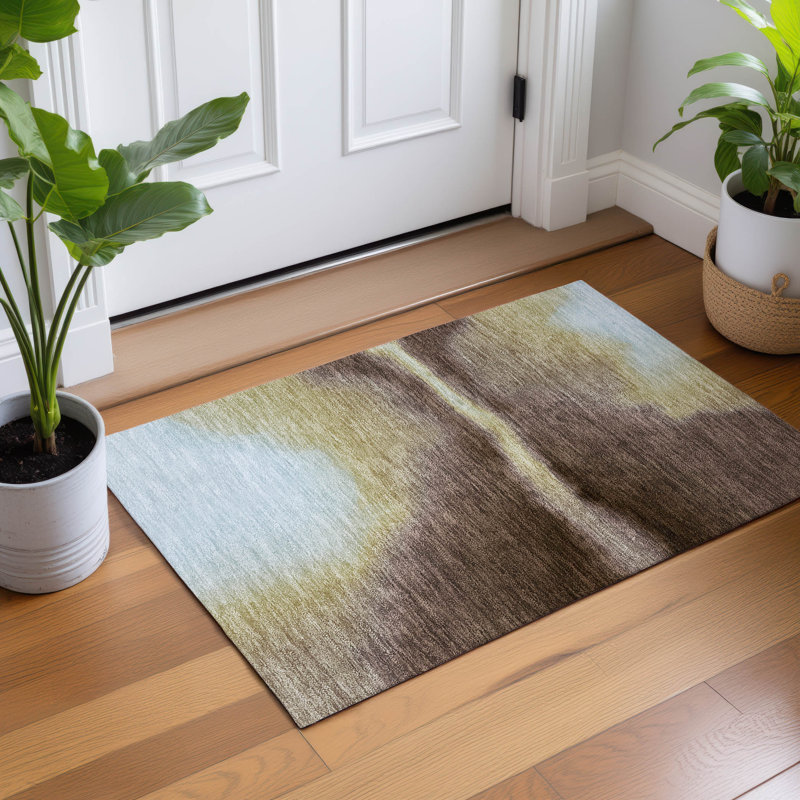 Machine Washable Indoor/Outdoor Lockway ACN2419 Abstract Rug, Rectangle 1'8" x 2'6"