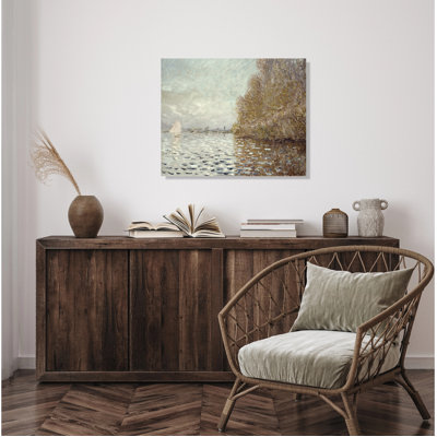 Bassin d'Argenteuil avec un voilier solitaire. Reproduction d'art classique de Claude Monet, impression giclée de qualité muséale, idéale pour la décoration murale. (30 x 24 pouces)