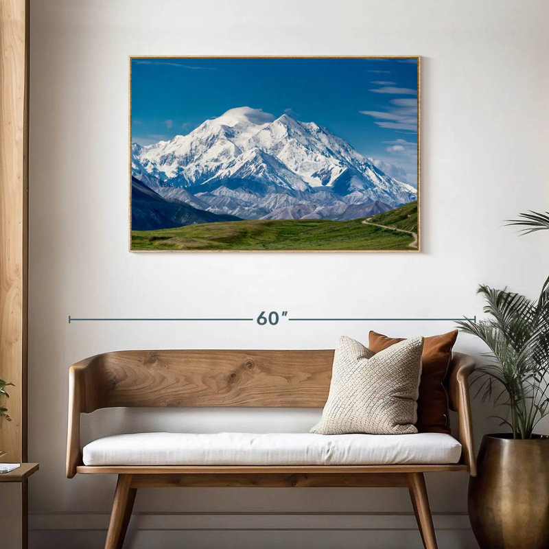Mont McKinley Denali, Cadre flottant en bois naturel, 43 po x 29 po