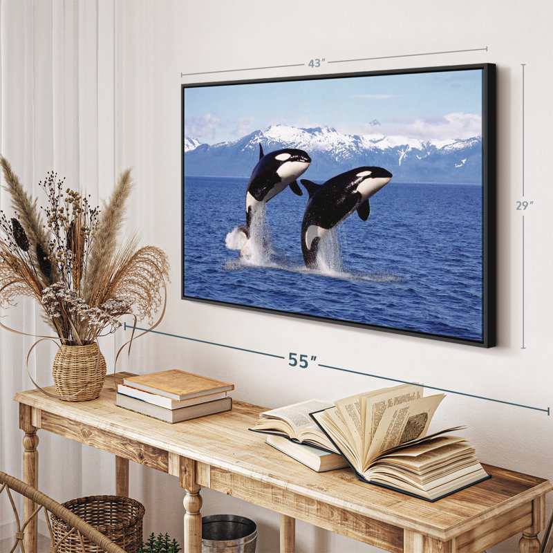 " Jumping Couple Orcas Wall Art ", 29" H x 43" W