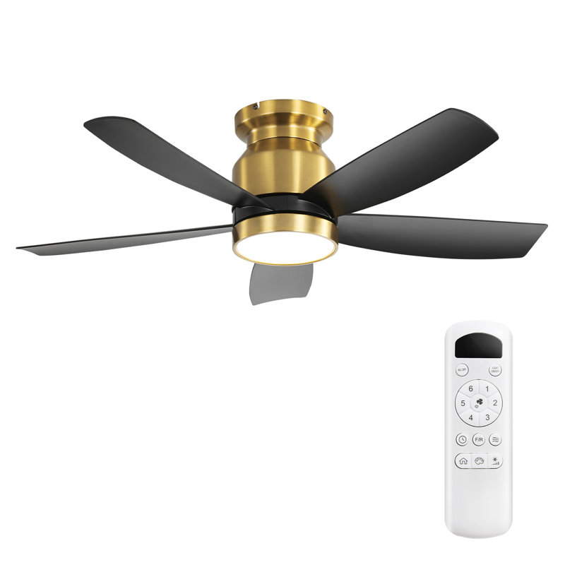 Ventilateurs de plafond encastrés 42 pouces avec lumière DEL 18 W et télécommande 5 pales de ventilateur en ABS pour patio de chambre à coucher