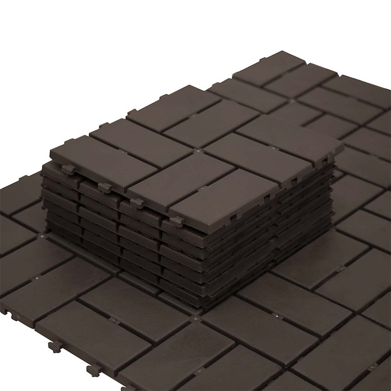 Carreaux de terrasse composites imbriqués pour une utilisation extérieure et intérieure, résistant aux intempéries, optimisé pour le drainage, installation sans outil, conception découpable.