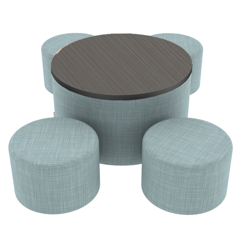 Ensemble 5 pièces de table ronde avec repose-pieds H 12 po Pro Series Pro Series, Bleu ciel / Strandz cosmique