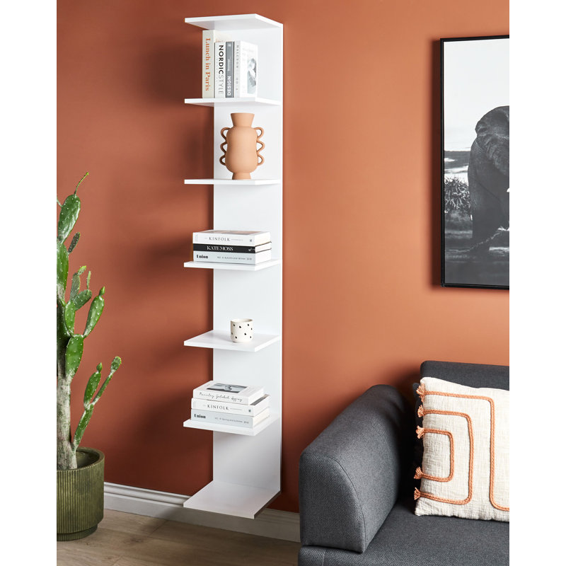 ESTON 190cm H x 30cm W Particle Board Floating Bookcase, White