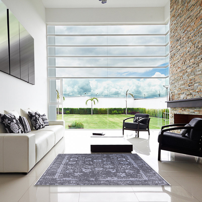 Tapis oriental gris Aramakt, Carré 8 pi