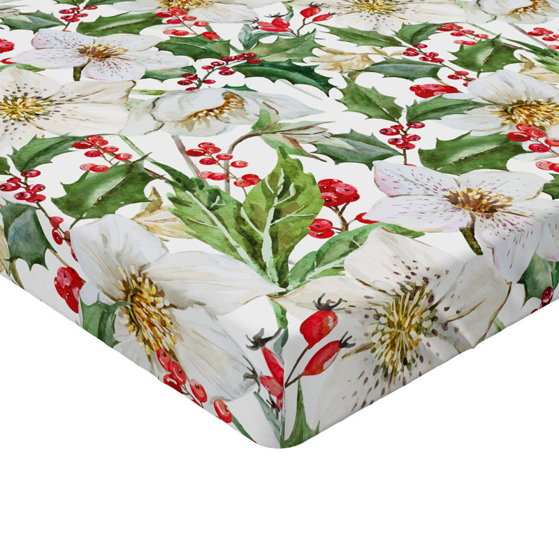 Drap-housse Ambesonne, paquet de 2, Vermillon / jaune / floral vert, Drap-housse grand
