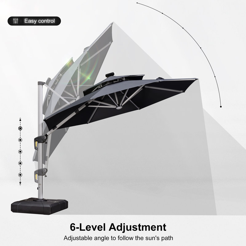 Parasol suspendu en porte-à-faux 10 pi Jennet, gris, Gris