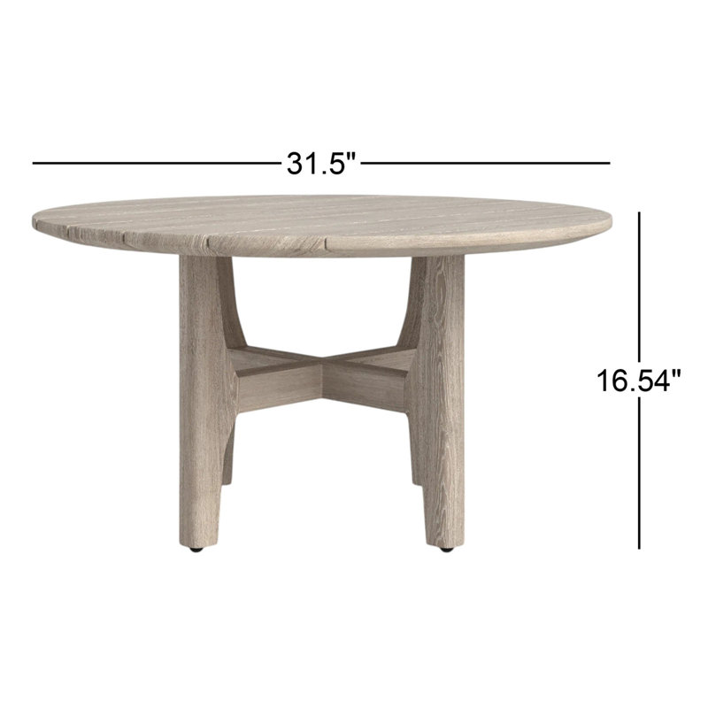 Dawn 31.5" Outdoor Round Coffee Table, Gray Matte, 16.54" H x 31.5" L x 31.5" W