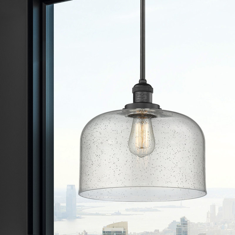 Hargett 1 - Light Single Pendant, Matte Black, Seedy, 13" H x 12" W x 12" D