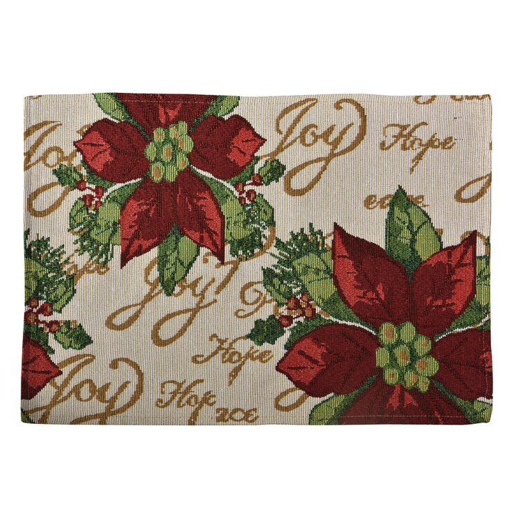 Embroidered Holiday Towel Nativity Poinsettia — Ingalls Homestead