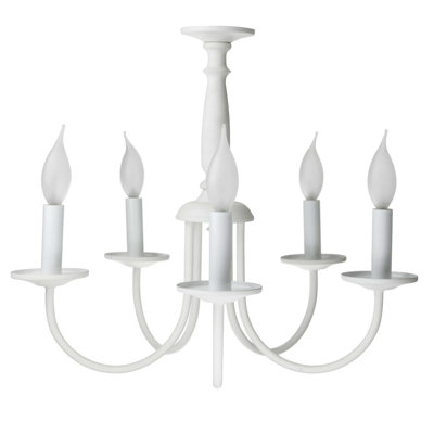 18 In. White Finish 5 Branch Ceiling Fixture Chandelier 