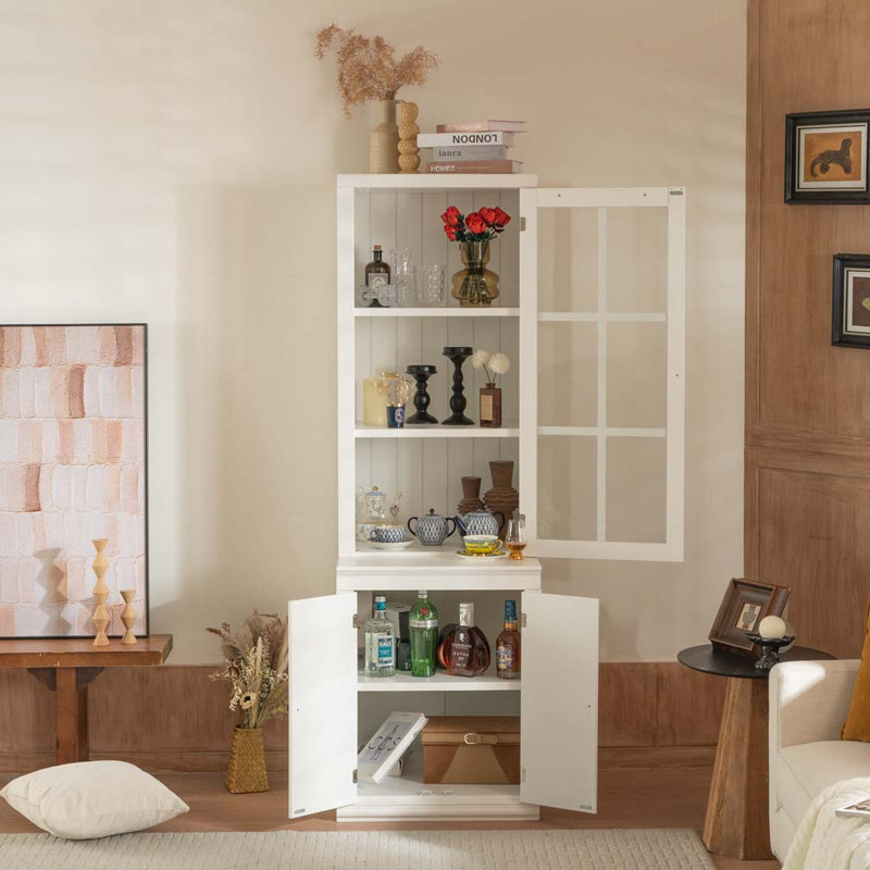 Cabinet with Single Tempered Glass Door, China Cabinet Hutch Cabinet with Double