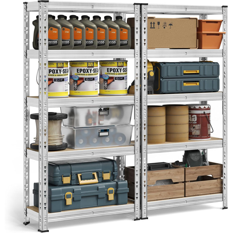 Heavy Duty Storage Shelves Set of 2 Garage Rack 40 x 90 x 180 cm 875 kg Easy Assembly Adjustable Shelve