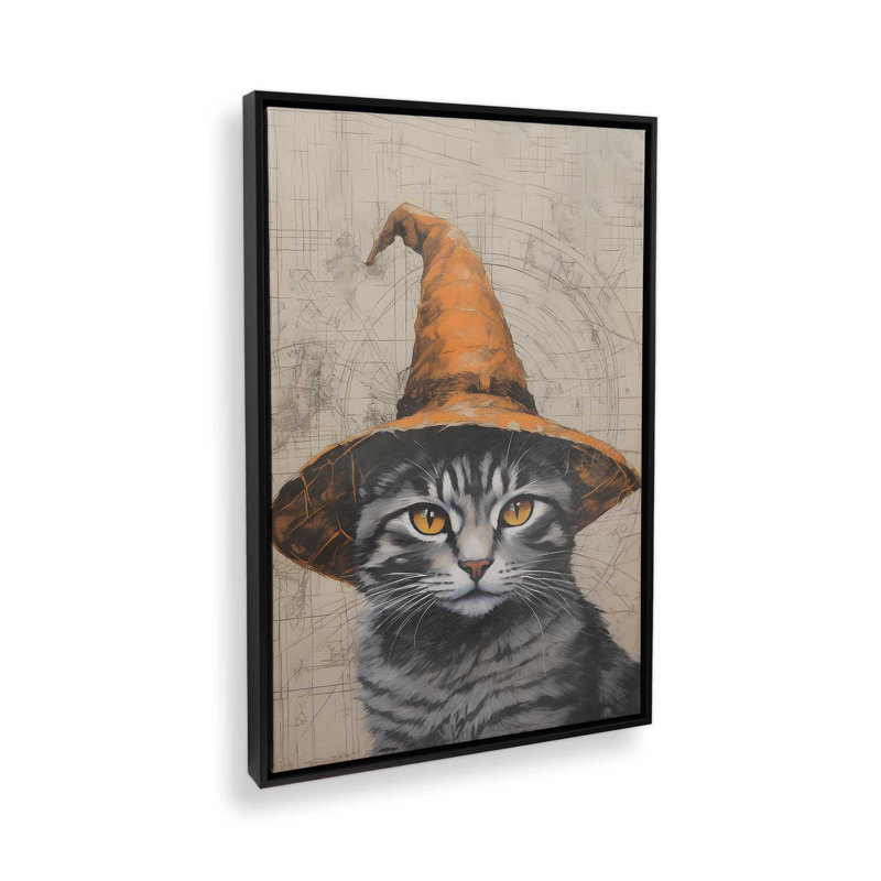 The Bewitching Cat Canvas Print, 18.75" H x 12.75" W, Satin Black