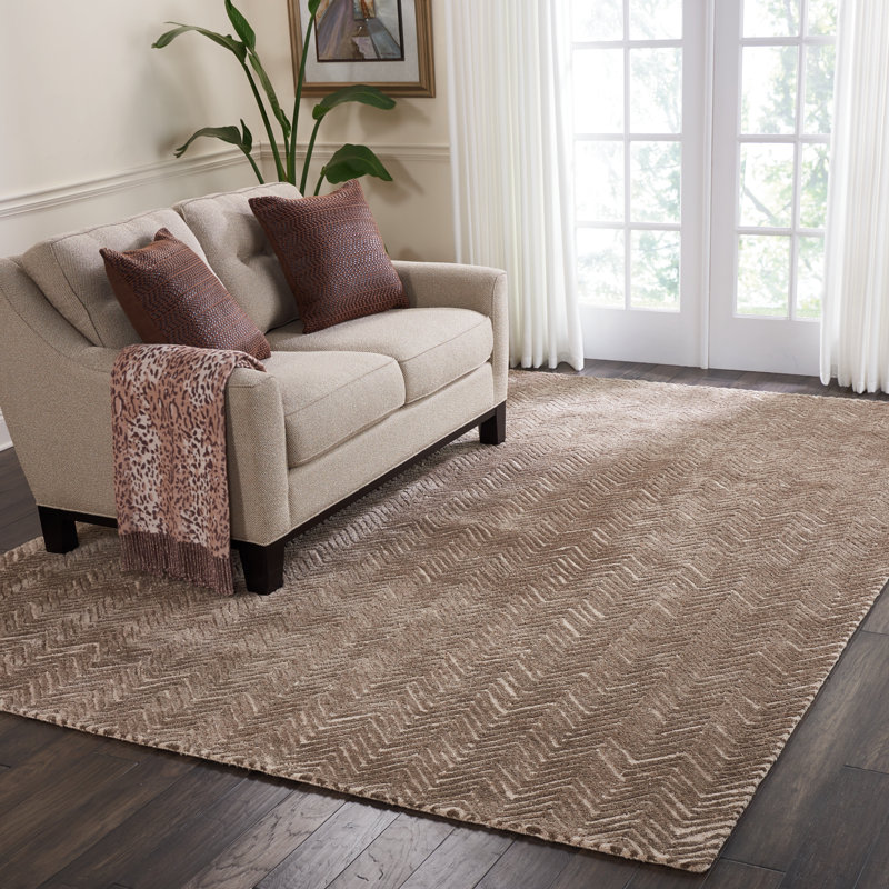 Tapis taupe touffeté à la main Cooke Deco, Rectangle 3 pi 9 po x 5 pi 9 po
