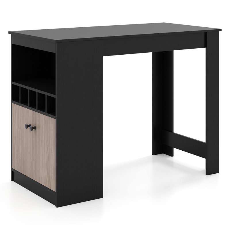 Table de bar 48 po avec armoire de rangement et support à vin