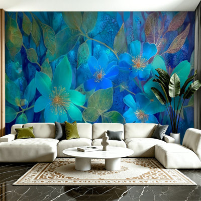«Peel and Stick Papier peint 100 po L x 144 po», adhésif mural moderne pour chambre à coucher - avec jardin botanique, reproduction d'art