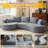 3-Seater Compression Sectional Sofa With L-Shaped Chaise And 5 Pillows, Upholstered Lambswool Fabric Cloud Sofa Couch For Living Room, Office, Tool-Free Assembly-1926288485