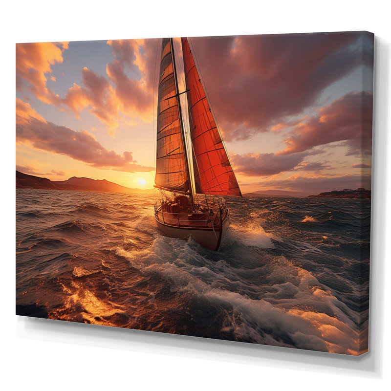 «Espagne Sunset Sail II», reproduction sur toile, 12" H x 20" W, Toile tendue