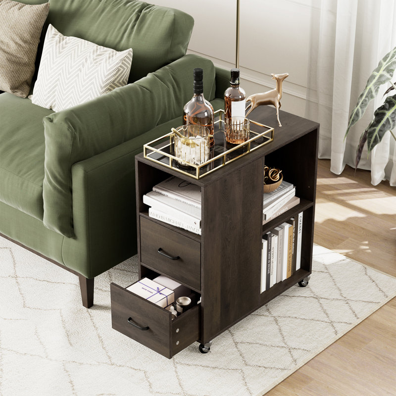 Bolebroke Side Table with Storage and Wheels, Living Room End Table