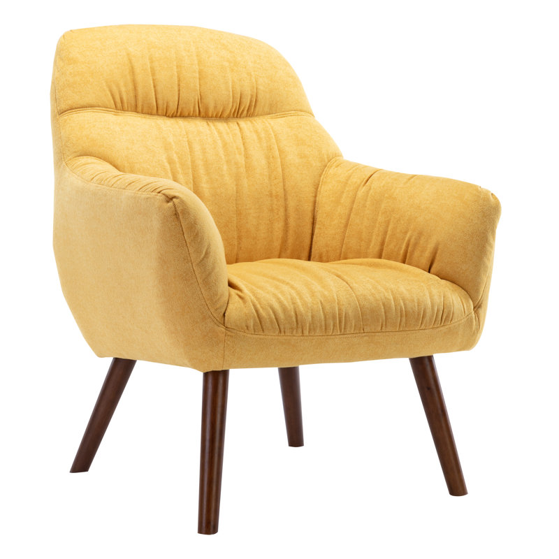30.31" Wide Stitch-Tufted Linen Blend Upholstered Armchair, Yellow