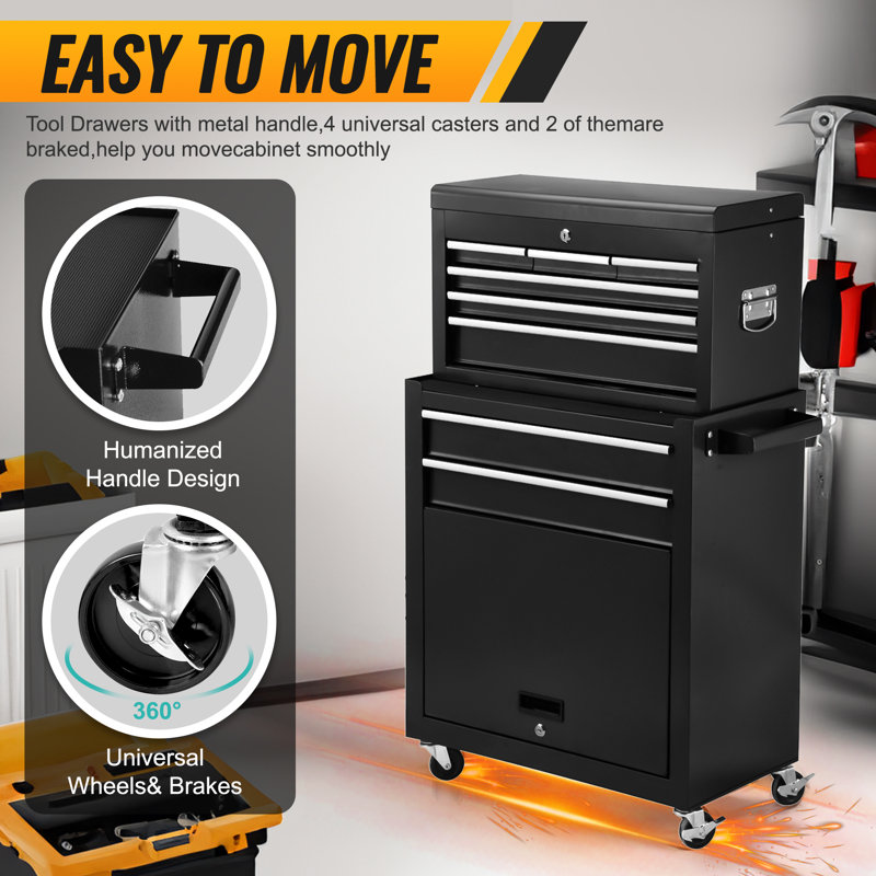 High capacity rolling tool chest with Wheels and Drawers, 8-Drawer Tool Storage Cabinet