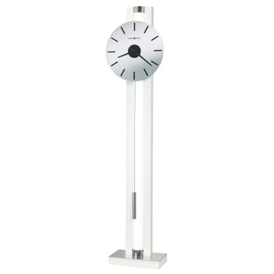 Alina II Modern Grandfather Clock, LED Illuminated Center Column, Mirrored Dial, Quartz Movement