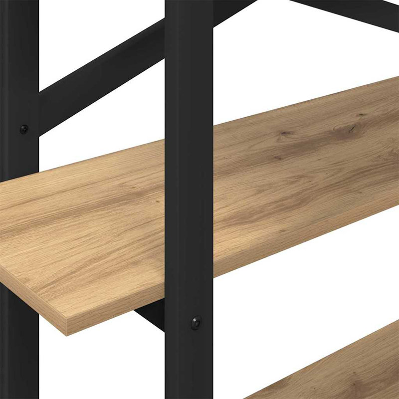 100cm W Steel Etagere Bookcase, (3 Shelves) 102cm. H x 100cm. W x 33.5cm. D, Artisan Oak