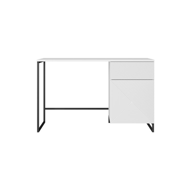 Almitra Metal Base Computer Desk, White/Black