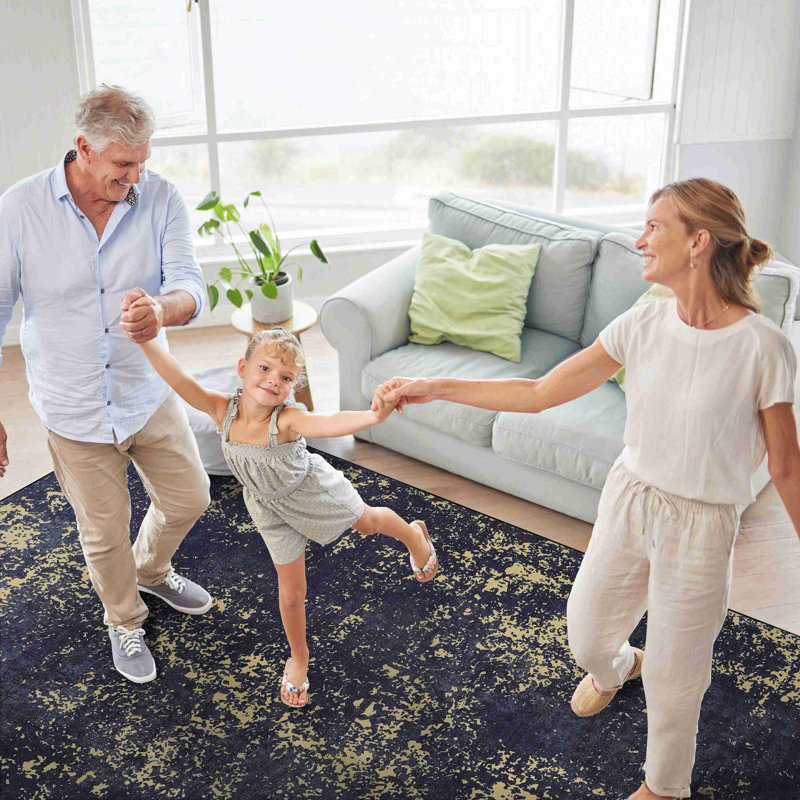 Black+Gold Washable Area Rug, Rectangle 8' x 10'
