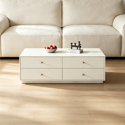 Sleek Wood Coffee Table With Storage Drawers